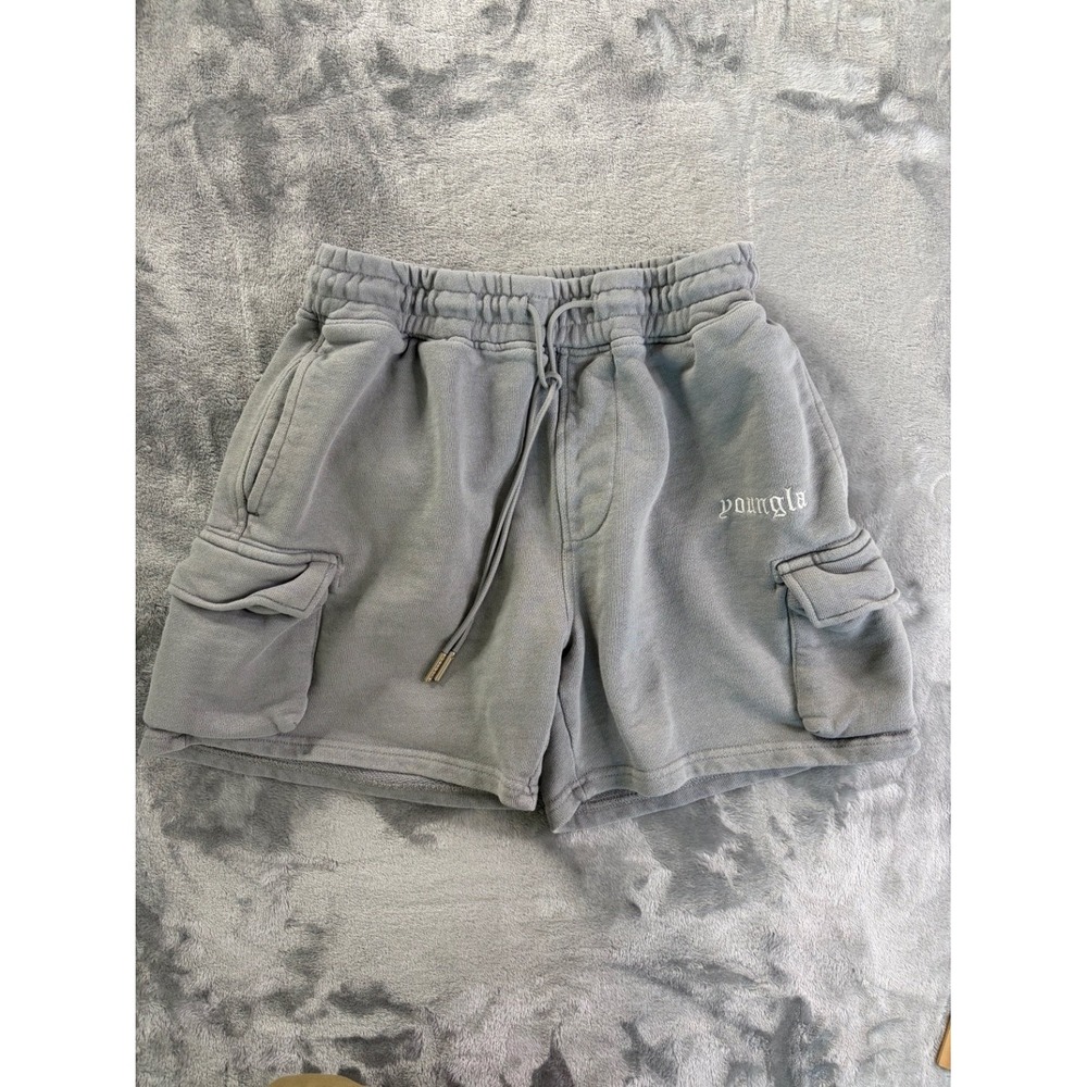 YoungLA 448 Cargo Sweat Shorts Men's Size Medium Gray Fleece Gym Bodybuilding